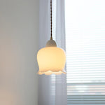 White Glass LED Pendant Light Nordic Modern Adjustable Hanging Light