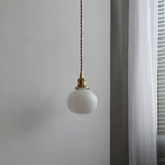 Copper White Glass LED Pendant Lamp for Modern Living Room Decor