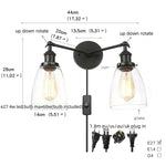 Black LED Wall Sconce 2-Head Lamp for Bedroom Bathroom Mirror