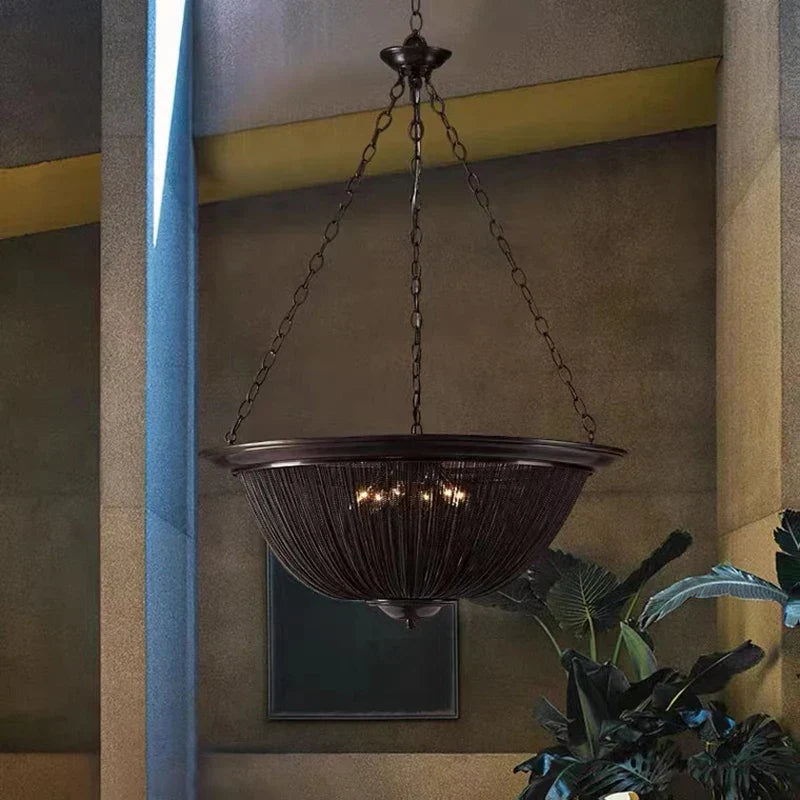 Black Aluminum Chain Tassel Pendant Lights - Dimmable Classic Chandelier