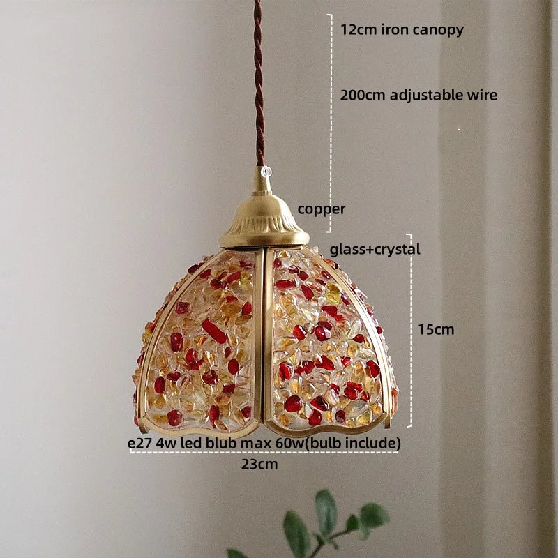 Afralia™ Crystal Glass LED Pendant: Tiffany Style Hanging Light for Living Room