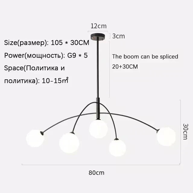 Nordic Pendant Light Chandelier Suspended Milky Glass Designer Ceiling Lamp.