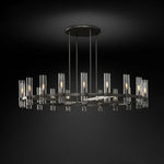 Modern Copper Glass Black Gold Round Chandelier LED Lighting Fixture