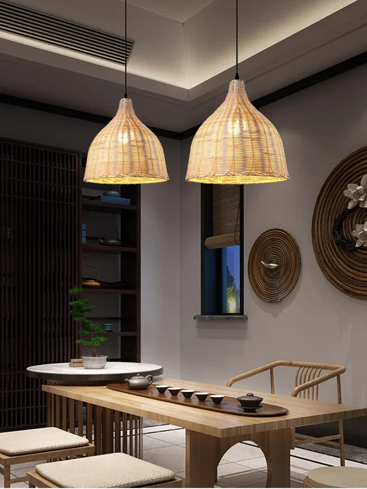 Rattan Wicker Pendant Light Chandelier Ceiling Lamp