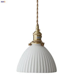 Wire Adjustable LED Pendant Light - Brass Knob Switch E27 Nordic Modern Ceramic Hang Lamp