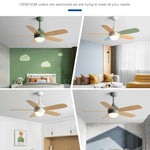 Kids Ceiling Fan with Light and Remote Control, 3-Speed, 5-Blade Helicopter Design