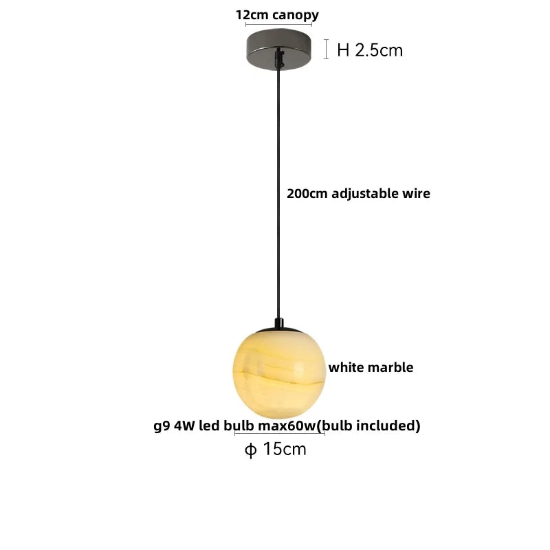 Afralia™ Vintage LED Pendant Lamp Bulgari Stone Luxury Hanging Light Fixtures
