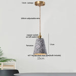 Afralia™ Minimalism LED Pendant Light Fixture Terrazzo Marble Stone Wood Hanging Lamp