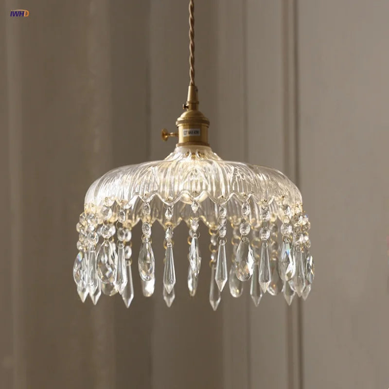 Afralia™ Crystal Glass LED Pendant Lamp: Modern Luxury Interior Lighting for Home Decor
