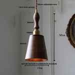Afralia™ LED Pendant Lamp: Japan Style, Copper Socket, Walnut Wood, Adjustable Hanging Light