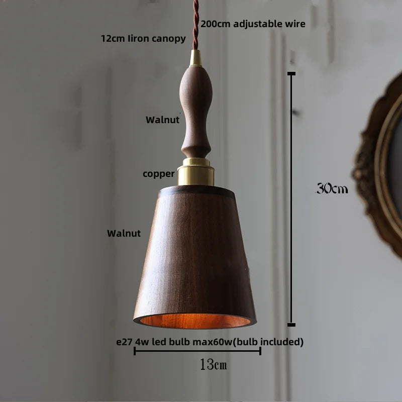 LED Wood Pendant Light Fixture | Adjustable Hanging Lamp for Home Decor
