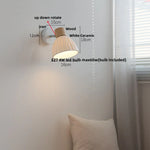 White Ceramic Wood LED Wall Light Fixture Pull Chain Switch Bedside Lamp