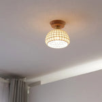 Copper Wood LED Ceiling Lamp Ceramic Modern Ceiling Lights for Home Decor