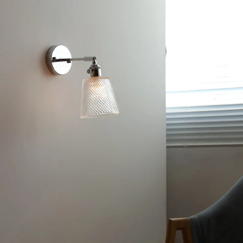 Clear Glass LED Wall Sconce Pull Chain Modern Light Fixtures