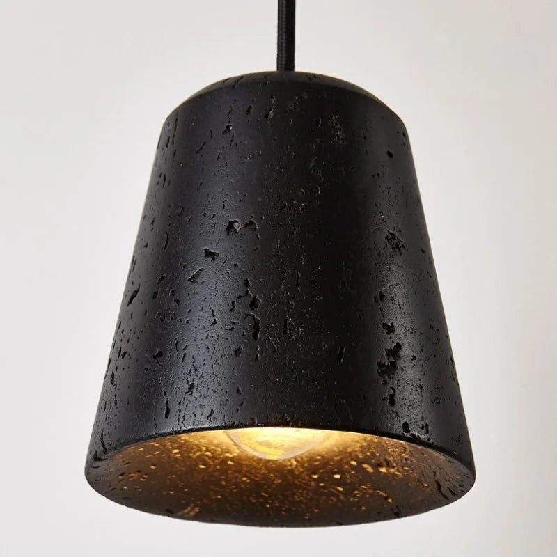 Black Travertine Pendant Light - Nordic Minimalism LED Pendant Lamps for Living Dining Room