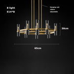 Modern Copper Glass Black Gold Round Chandelier LED Lighting Fixture