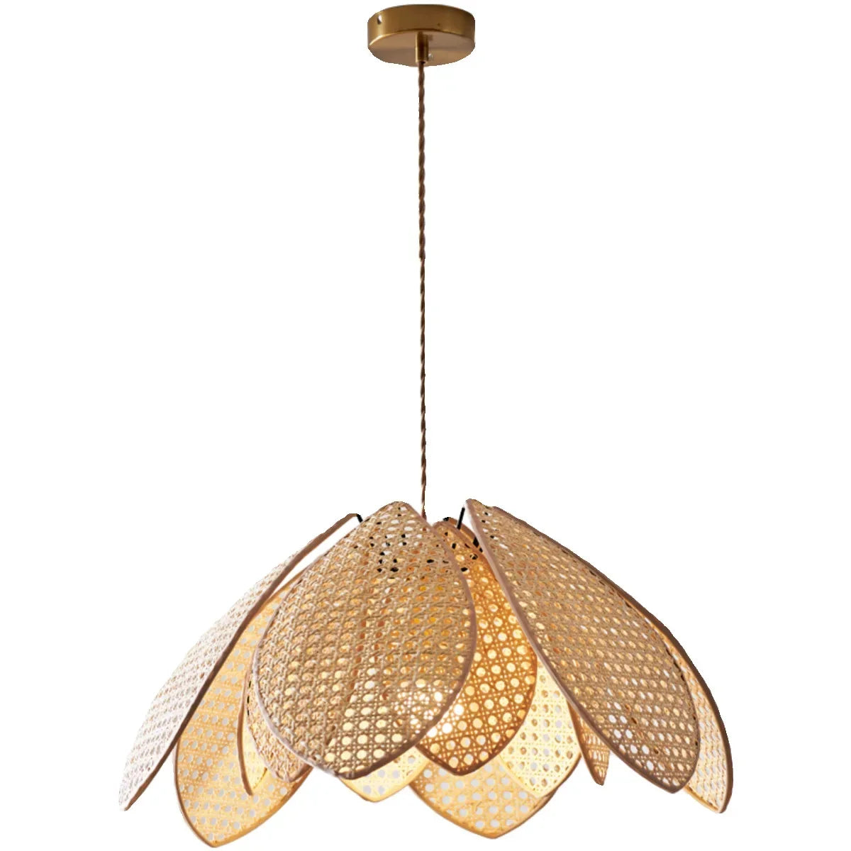 Rattan Petal Chandelier: Modern Nordic Wabi Sabi LED Pendant Light