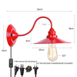 Afralia™ Edison Red LED Wall Lights - Iron Industrial Vintage Bedside Lamp