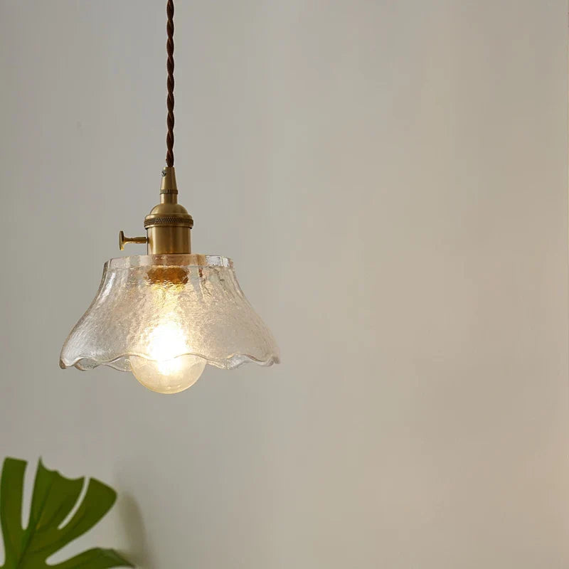 Copper Glass LED Pendant Lamp for Dining Living Room Bedroom Bar Nordic Style Hnaging Light