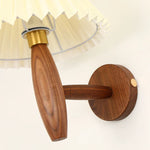 Cream PVC LED Wall Lamps Japanese Walnut Wood Applique Murale