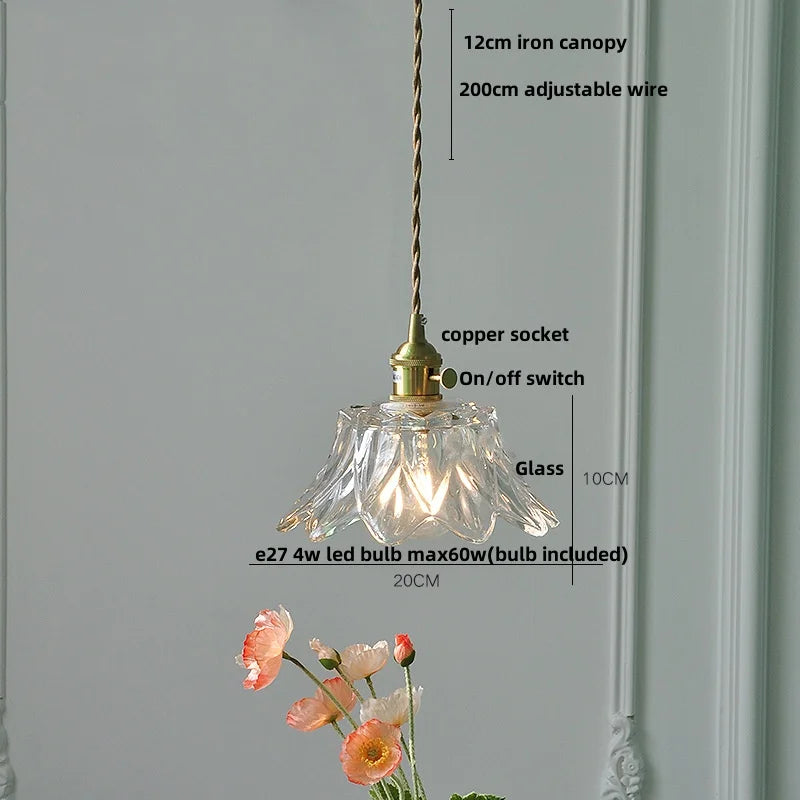 Walnut Flower Glass LED Pendant Chandelier Modern Nordic Hang Lamp