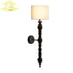 Wall Lamp LED E27 Solid Walnut/Black Wood Medieval Design