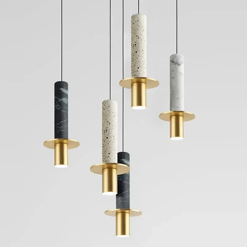 Small Chandelier Art Marble Terrazzo Single Head Pendant Light