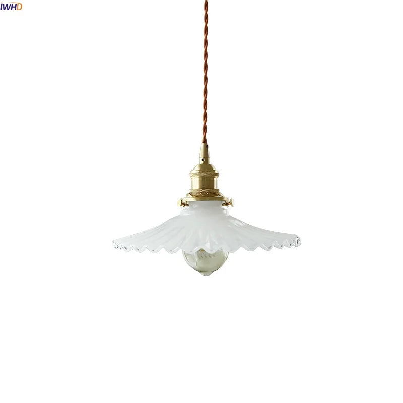 White Glass LED Pendant Light Fixture Modern Hanging Lamp