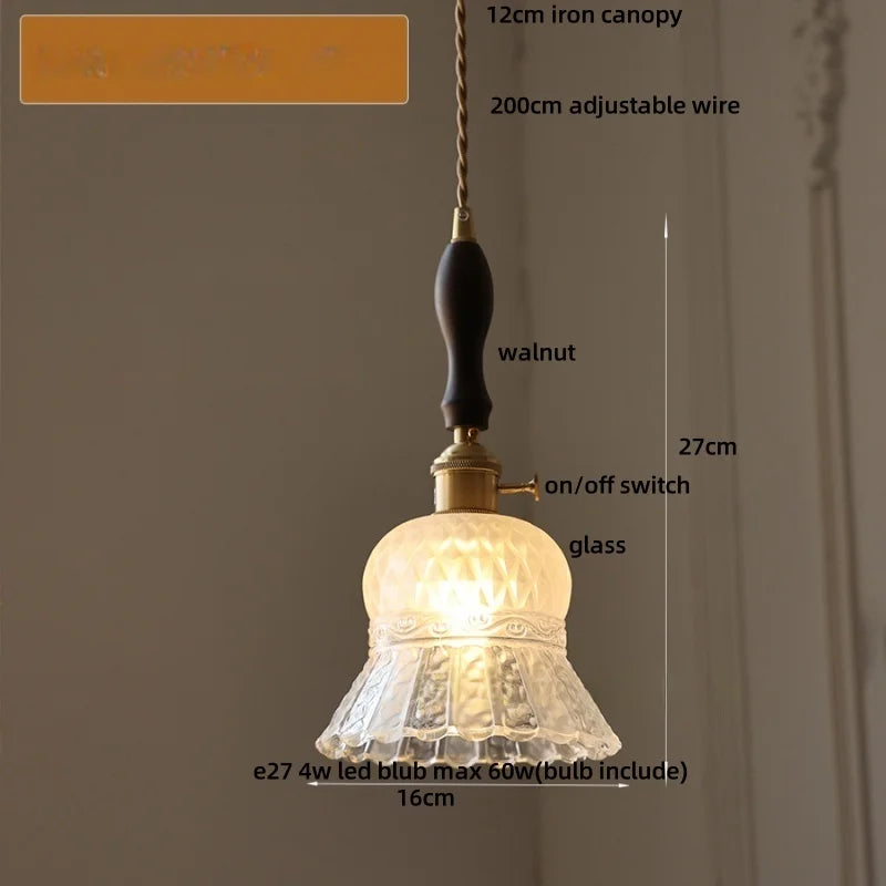 Afralia™ Amber Glass LED Pendant Light Modern Nordic Hanging Lamp