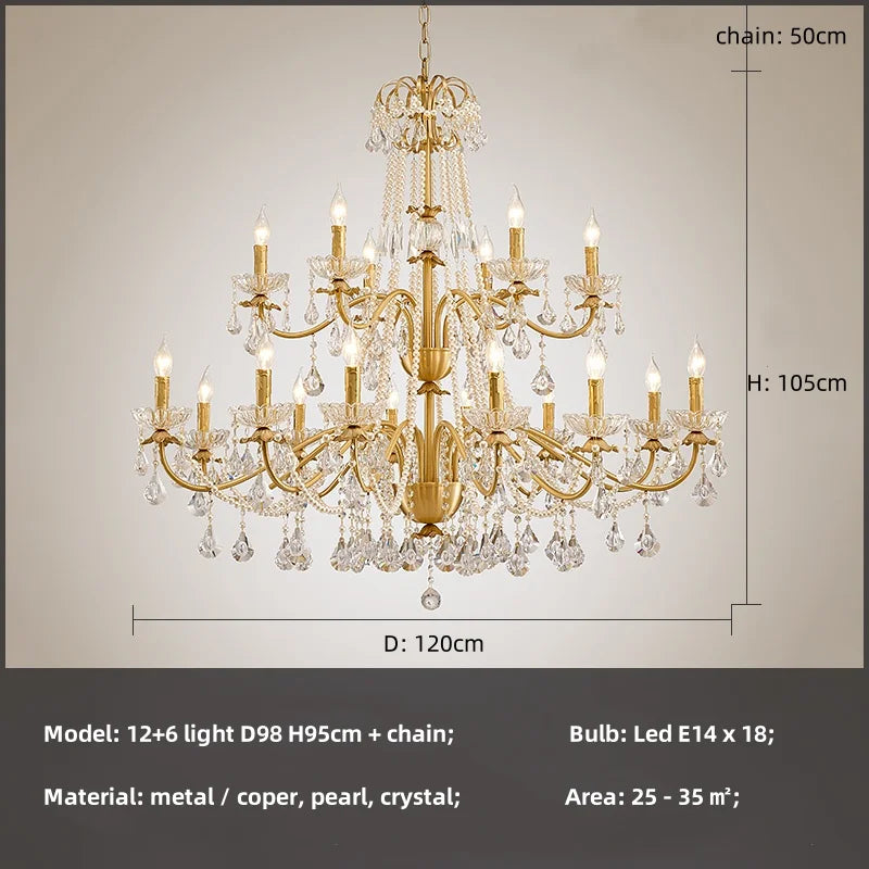 Crystal Pendant Chandelier Foyer Light Luxury Candle Design Led Lamparas