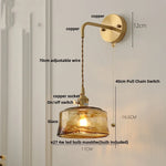 Afralia™ Vintage LED Wall Light Up Down Rotate Pull Chain Switch Bedside Lamp