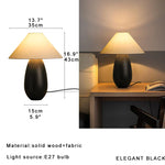 Retro Wood Carving Table Lamp Black Elegant Desk Light Home Office Decor
