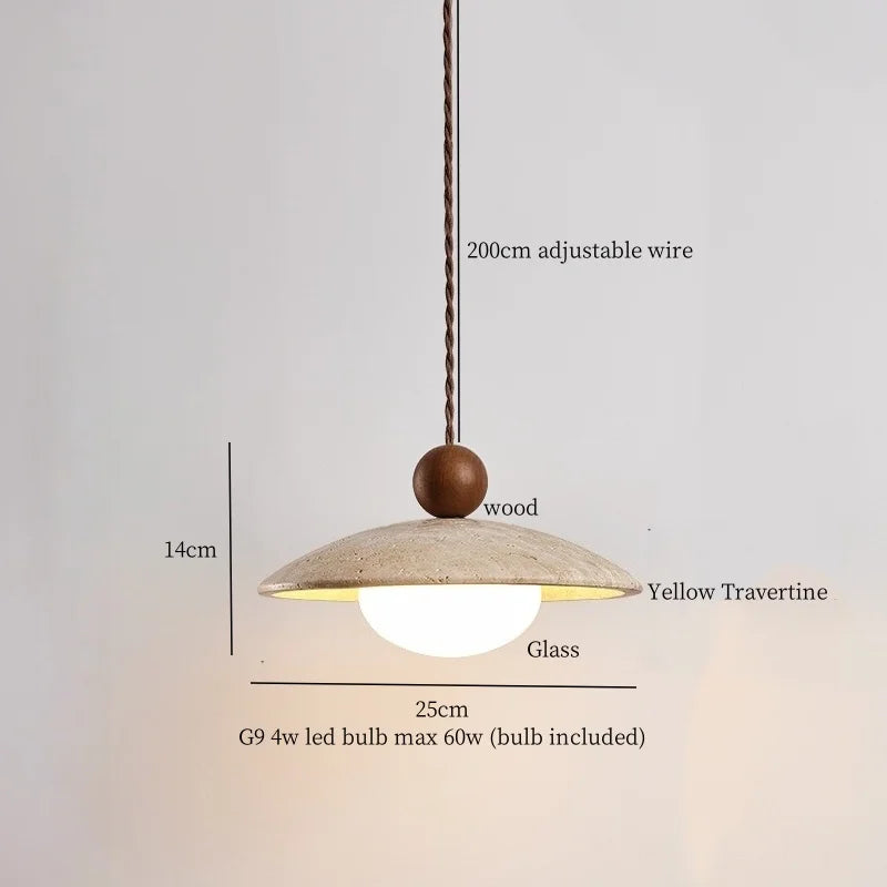 Afralia™ Wabi Sabi LED Pendant Lamps Yellow Travertine Hanging Light for Home Decor