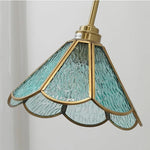 Tiffany Blue Glass LED Wall Light with Rotating Pull Chain Switch