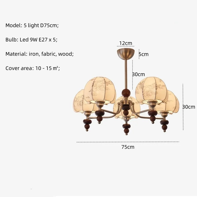 Afralia™ Wood Chandelier Wabi Sabi Pendant Lights Living Room LED Luminarias