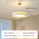 Nordic Fabric LED Chandelier Minimalism Pendant Light for Bedroom Dining Room