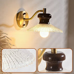 Wood Handled Copper Arm LED Wall Light - Vintage Bedside Lamp