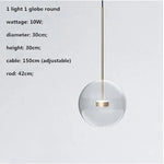 Modern Clear Glass Globe LED Pendant Light - Micky Copper Hanging Lamp