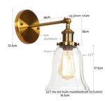 Loft Clear Glass Rustic LED Wall Light - Industrial Style Iron Wall Lamp