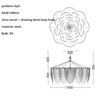 Tassel LED Pendant Light Tassel Lustre Silver Steel Foyer Fixture