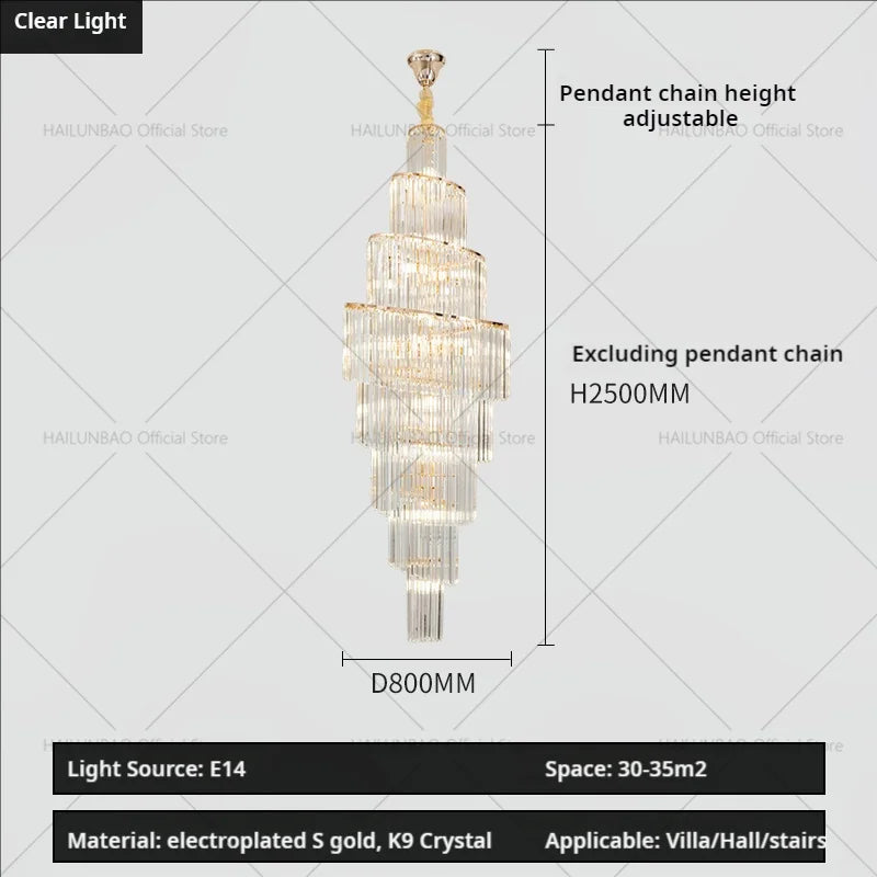 Crystal Chandelier for Penthouse Villa Living Room - Modern Light Luxury Design