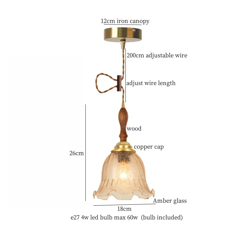 Afralia™ Nordic Glass Copper Pendant Light - LED Hanging Fixture for Bar, Loft, Bedroom, Kitchen