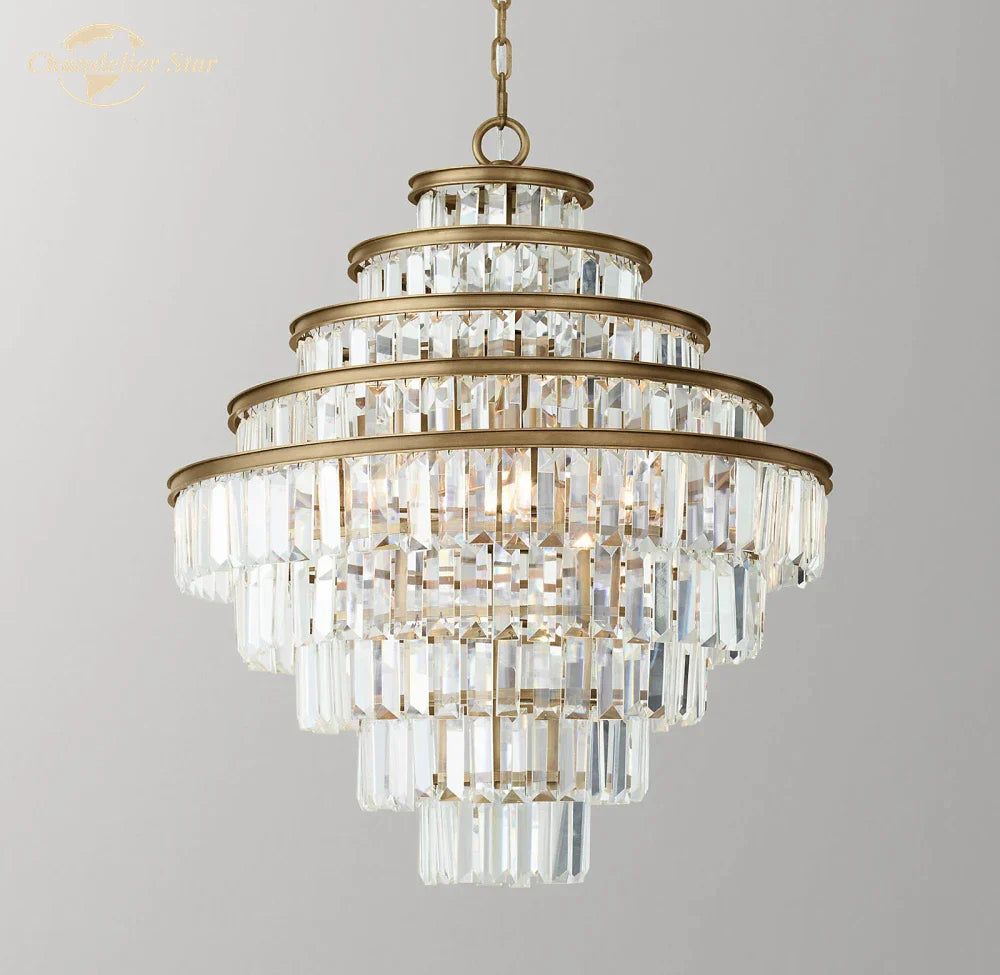 Crystal Pendant Chandeliers Modern Round Hanging Lamps for Bedroom & Living Room