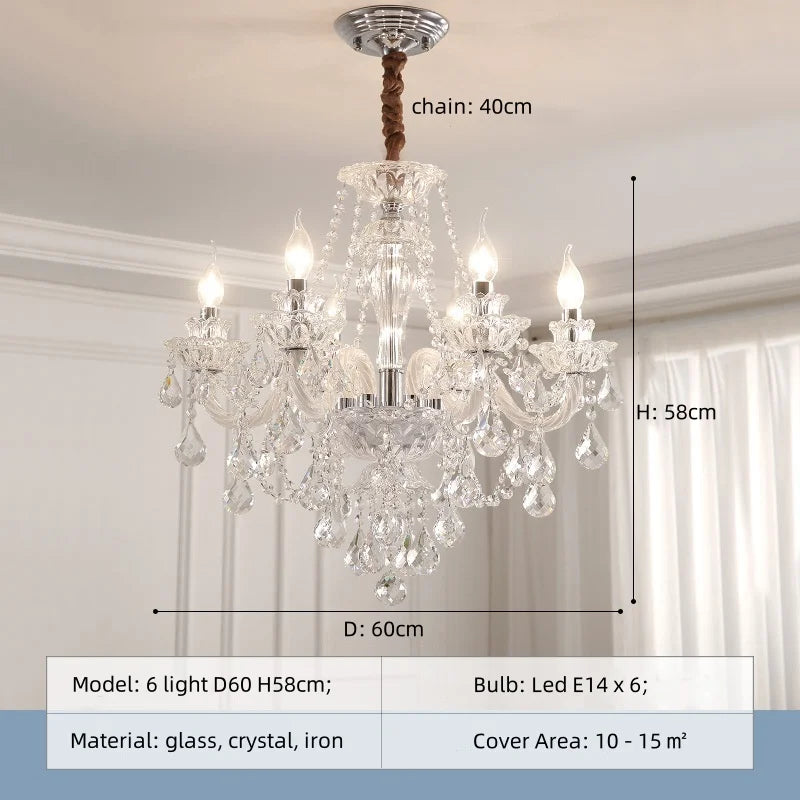 White Glass Chandelier with LED Lights for Living Room and Bedroom