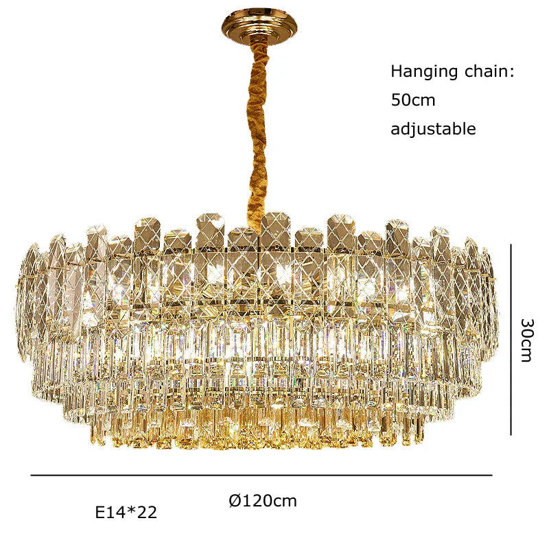 Gold Lustre Chandelier LED Crystal Light Fixture - Postmodern Luxury Hanging Lamp