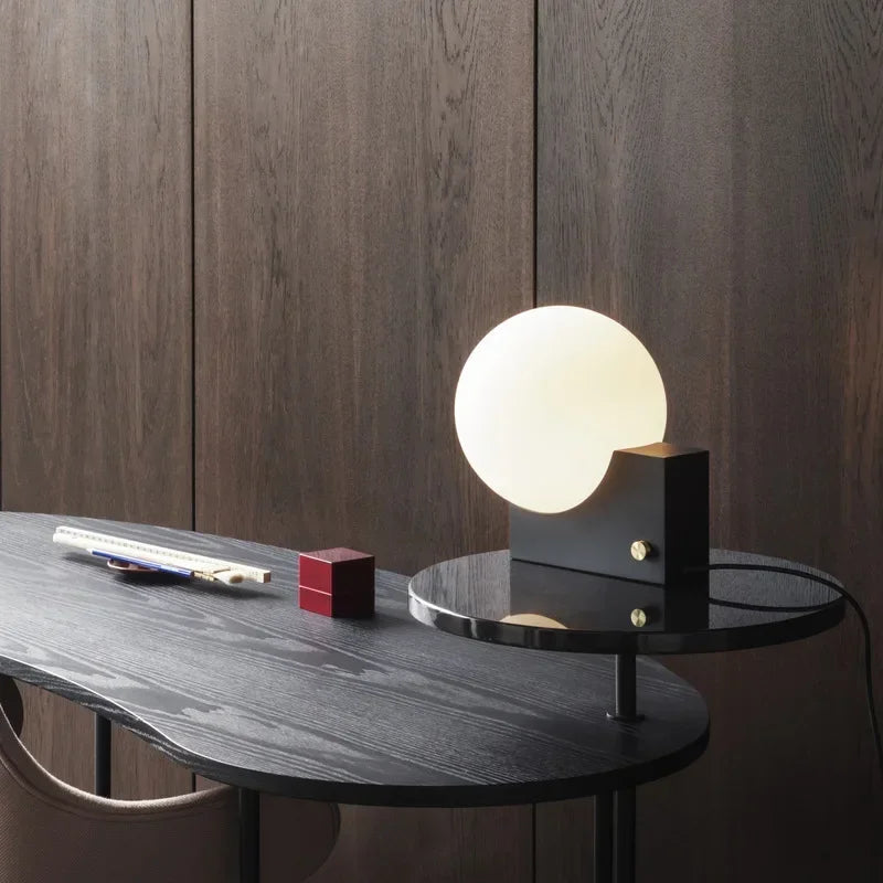 Metal Table Lamp with Glass Ball - LED Desk Light