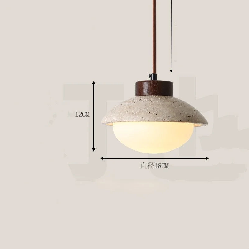 Afralia™ Yellow Cave Stone LED Pendant Lights Natural Wood Hanging Lamp