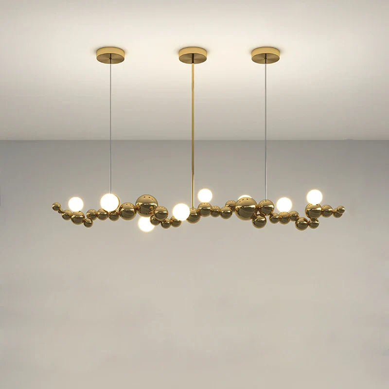 Dimmable LED Hanging Pendant Light for Living Room - Gold Silver Luminaire