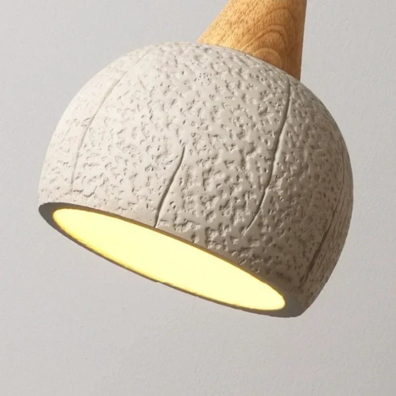 Micro Cement Wood LED Pendant Lamps for House Kitchen Living Room Decor