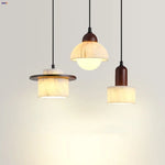 Afralia™ Marble LED Hanging Lights Wood Pendant Lamp for Indoor Home Decor